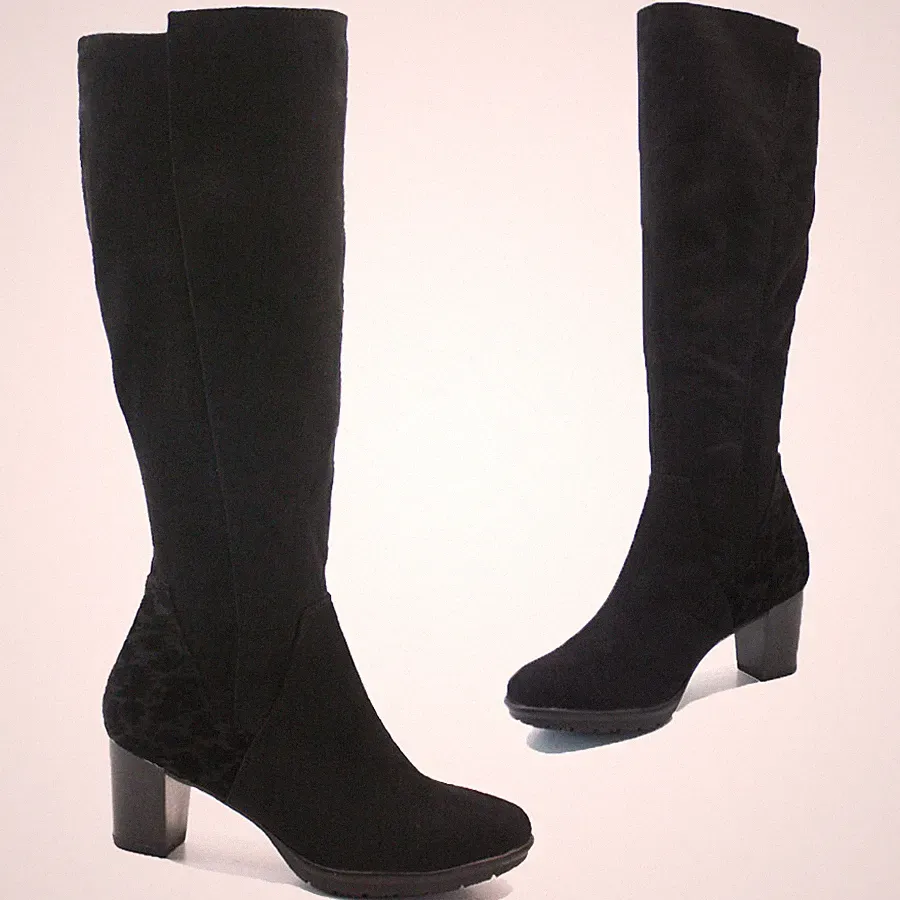 DAMEN KNIEHOHE SCHWARZE STIEFEL FREIZEIT REITMODE WINTER MITTLERER ABSATZ STRETCH GRÖSSE