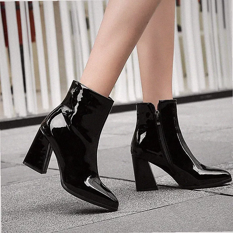 Damen Knöchel Stiefel Chelsea Stiefeletten Pumps Schuhe Blockabsatz Heels G653