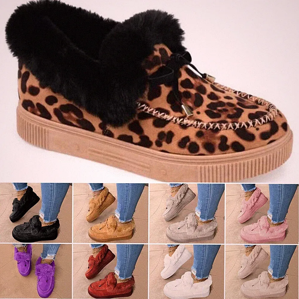 Damen Kunstfell Gefüttert Warm Winter Mokassin Stiefelette Damen Hausschuhe Schuhe