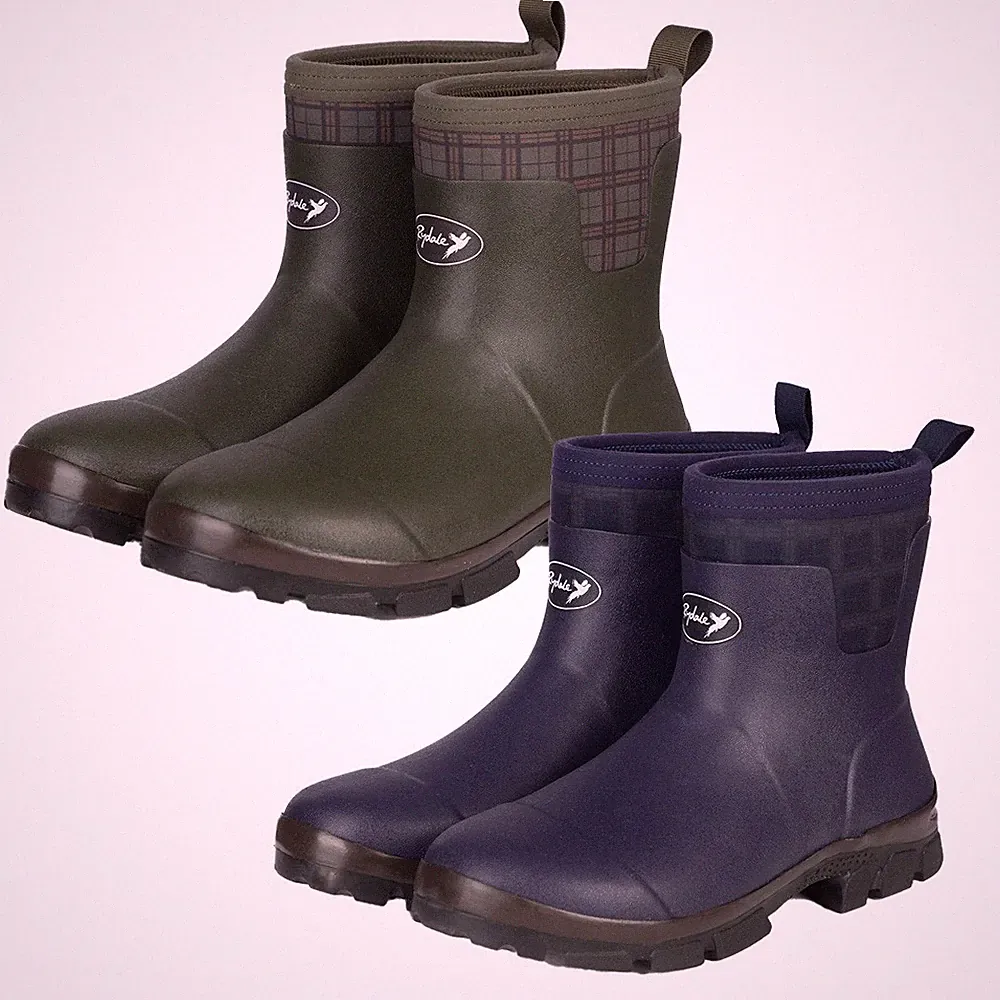 Damen Kurz Neopren Country Check Gummistiefel Damen Outdoorschuh Rydale