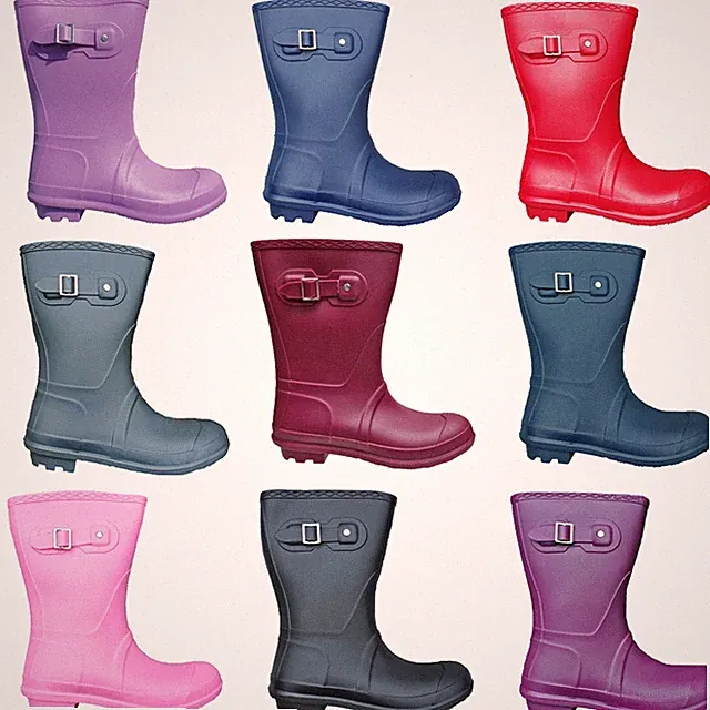 Damen kurze Gummistiefel wasserdicht weite Passform leicht Regen Festival Schlupfstiefel