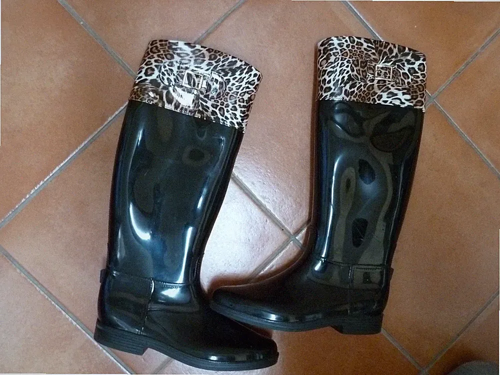 Damen Lack - Gummistiefel, Regenstiefel, Gr. 38 Rainboots RAR kniehoch