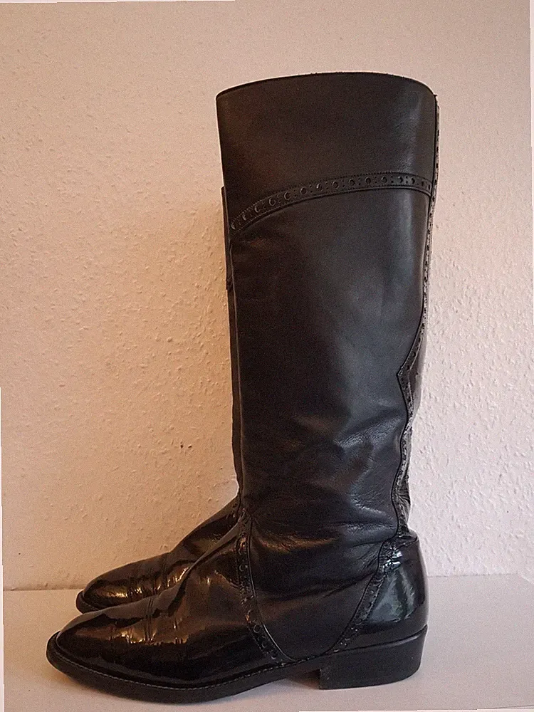 Damen Lackleder Stiefel Schwarz Grösse 40