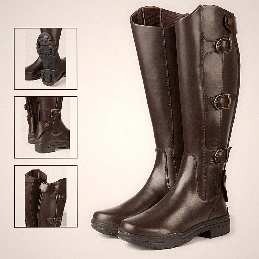Damen Lange Reitstiefel Damen Reitstiefel Lederstiefel Reißverschluss Hochstiefel Rydale