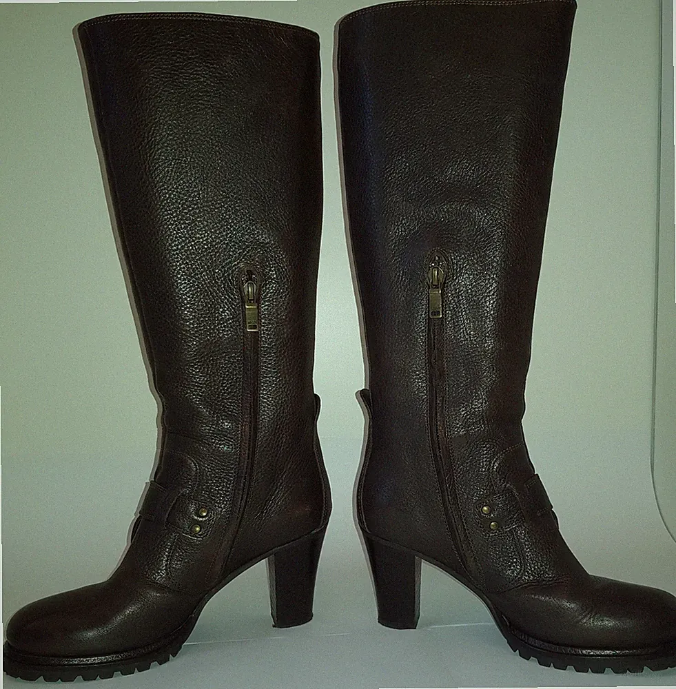 Damen Langschaft Stiefel, Leder, Gr. 36, Dunkelbraun, Marke Joop, Absatz 7 cm
