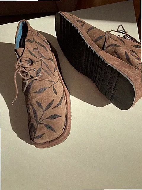 Damen Leder "Cheis" Schnürschuhe hoch mit Blattmotiv braun Gr. 38