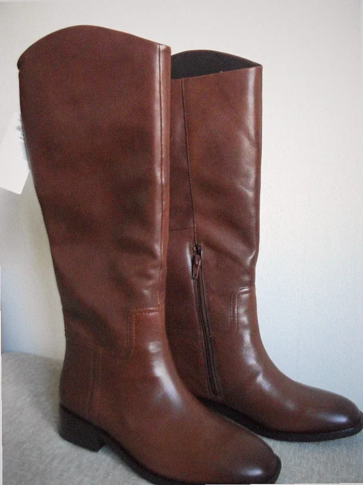 Damen Leder Reitstiefel M&S Kniehohe Stiefel Gr. 5,5 Dunkelbraun NEU GBP115