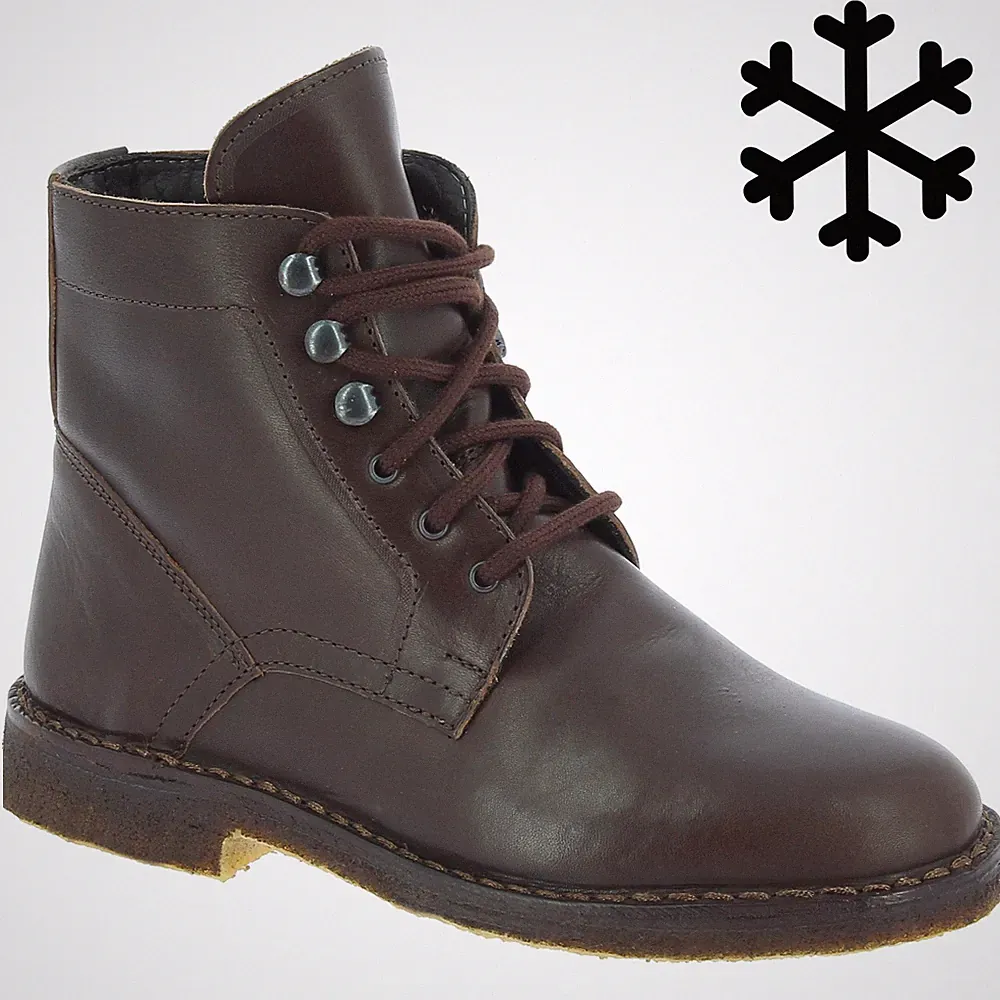 Damen Leder Stiefeletten dunkelbraun mit Winterfutter Lederfutter