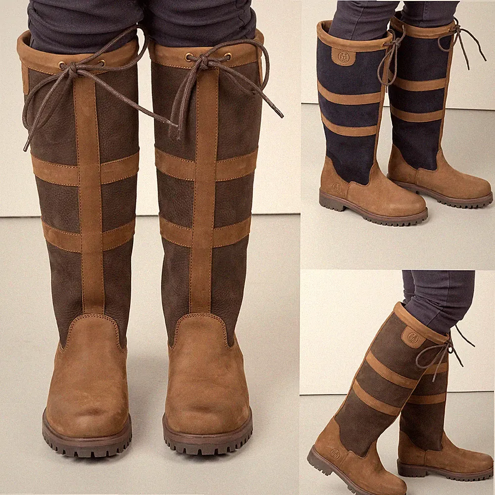 Damen Leder Wildleder Stiefel Damen Rydale Reitsport Land Schuhe Schuhe