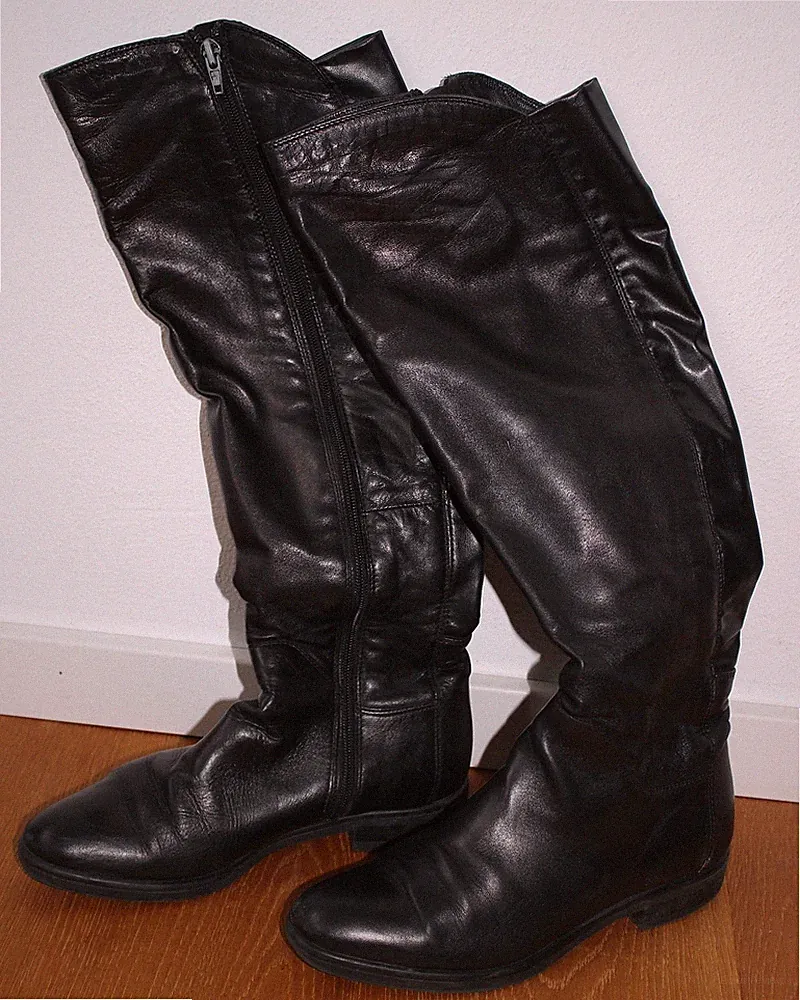 Damen Lederschaftstiefel - schwarz - Groesse 37