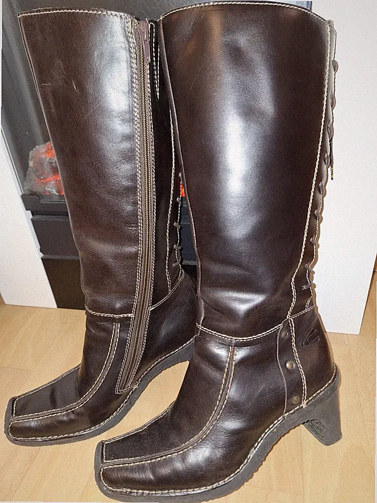 Damen Lederstiefel outdoor elegant camel active 7 cm absatz braun