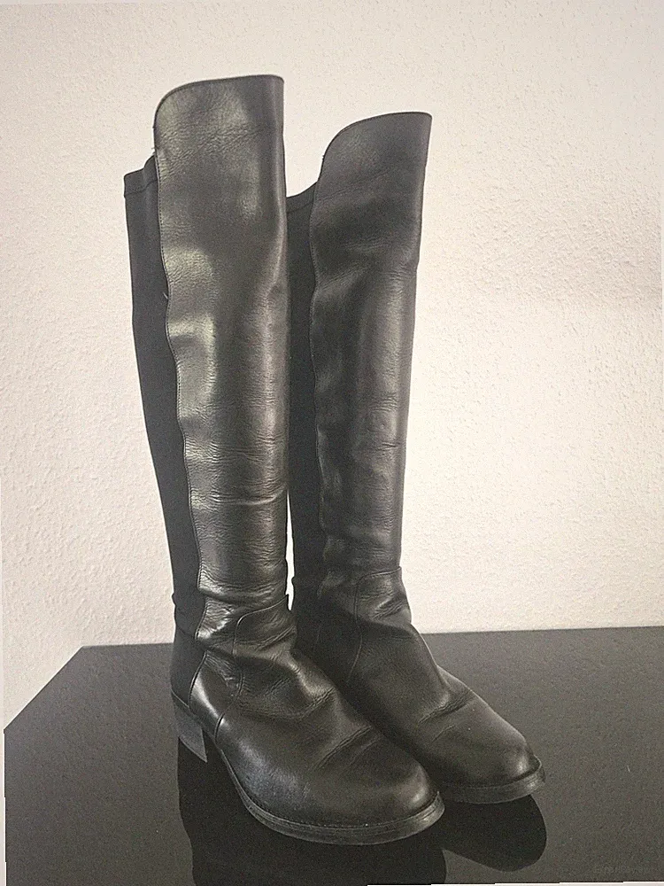 Damen Lederstiefel overknees Größe 40 schwarz