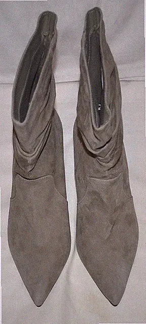DAMEN M&S ECHT WILDLEDER STILETTO-ABSATZ GERAFFT SPITZ STIEFELETTEN GRÖSSE 7