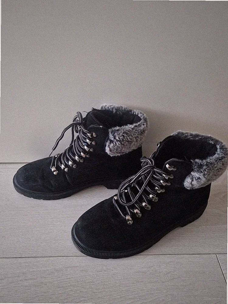 Damen Mädchen Stiefel Boots Winterstiefel Stiefeletten mit Kunstpelzbesatz Gr 37