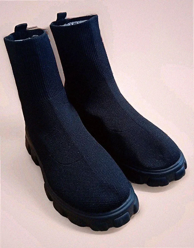 Damen Niedriger Absatz Breite Passform Elastische Schlupfboots,Chelseaboots Gr42