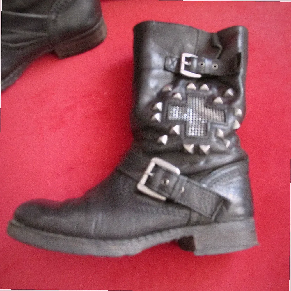 Damen Nieten Lederstiefel Gr 38