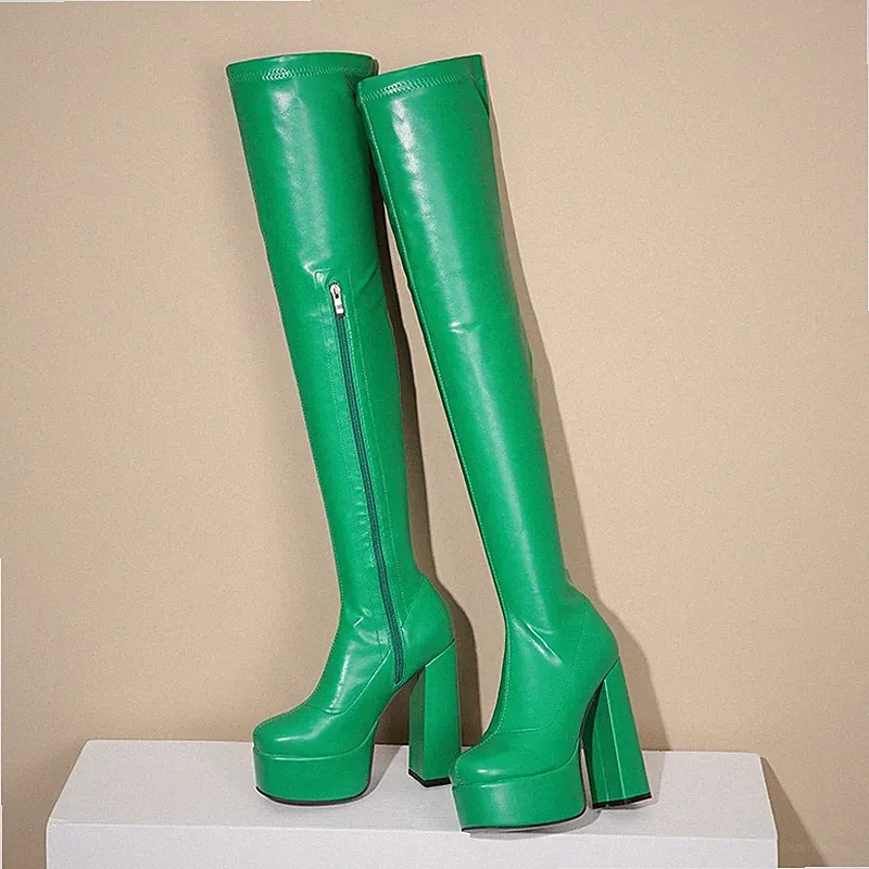Grün Over-Knee