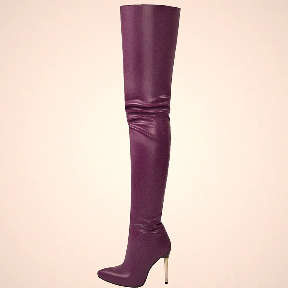 Damen Over Knee Stiefel Schenkelhoch Spitz Stilettoabsatz Reißverschluss Schuhe
