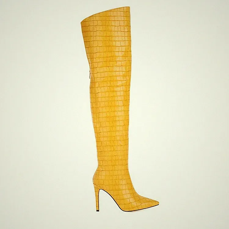 Damen Overknee Spitz Stiefel Stilettoabsatz Heels Pumps Nachtclub Schuhe W197