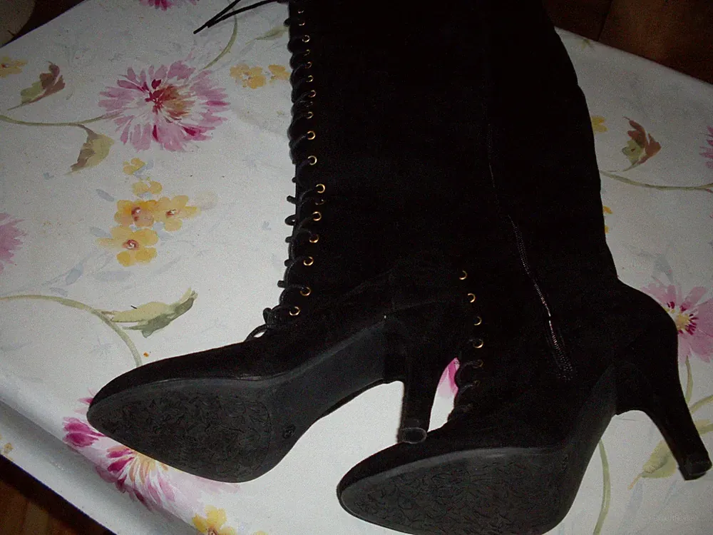 Damen Overkneestiefel CATWALK Schwarz Stiletto Reißverschluss 37