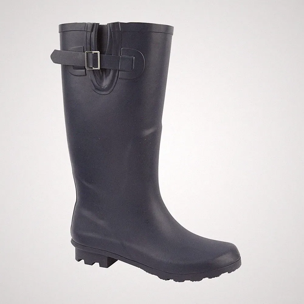 Damen Passform Absatz Gummistiefel Gummi Wasserfest Verstellbare Schnalle