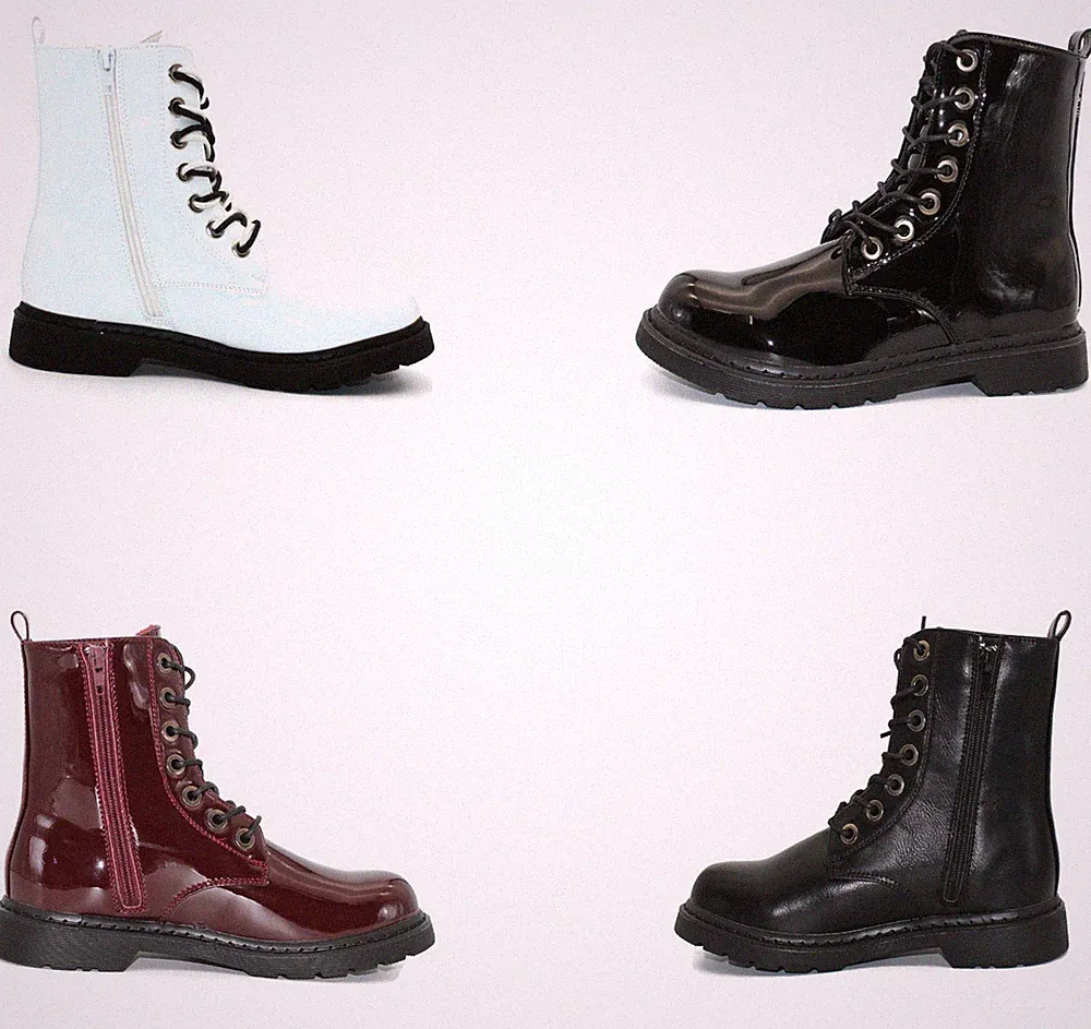 Damen Plateau Stiefeletten Damen Schnürsenkel Reißverschluss Armee Militär Kampf Party Schuhe