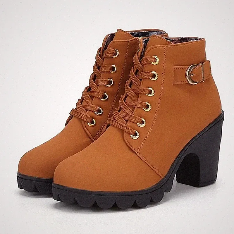 Damen PU High Heels Stiefel, Schnürpumps Frühling, Winter.