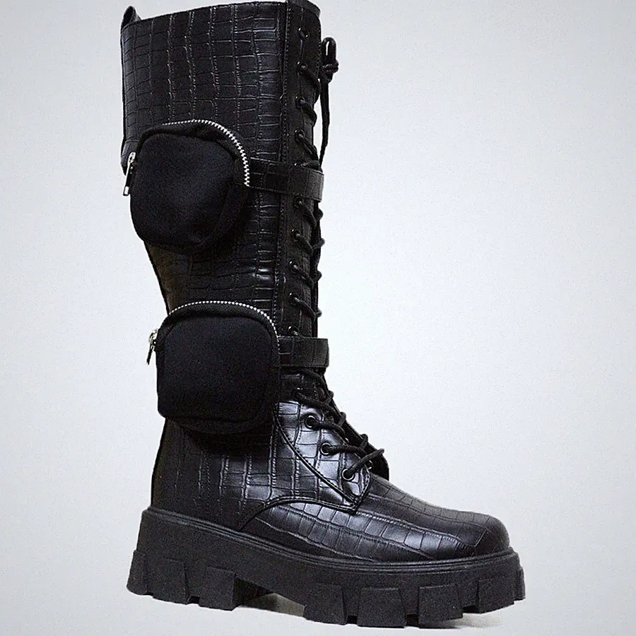 DAMEN PUNK GOTH KLOBIG WINTER WANDERN RETRO ARMEE KAMPF STIEFELETTEN REISSVERSCHLUSS GRÖSSE