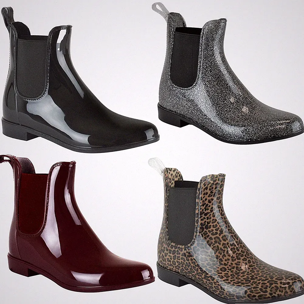 Damen Regen Wasserfeste Gummistiefel Damenschuhe Außen Knöchel Chelsea Stiefel