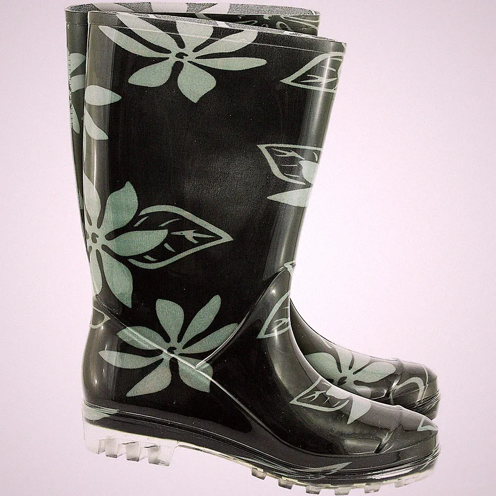 Damen Regenstiefel Gartenstiefel Gummistiefel Stiefel Blumenmuster (BTDFLOWERBS)