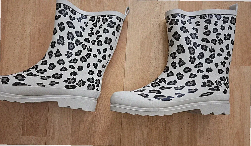Damen Regenstiefel Leopard Print Gummistiefel gefüttert Gr. 41