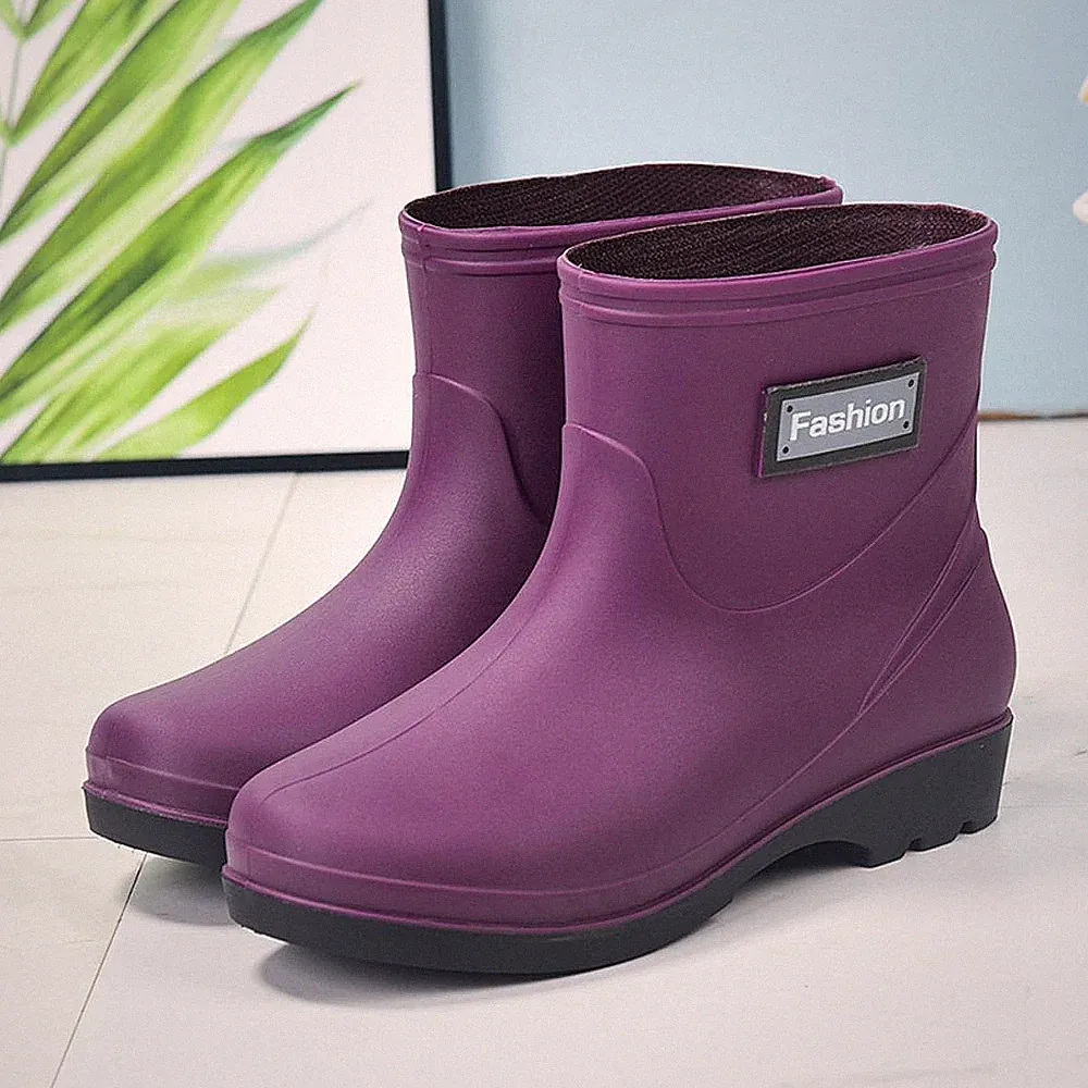 Damen Regenstiefel mit Wadenhöhe, rutschfeste Arbeitsstiefel für