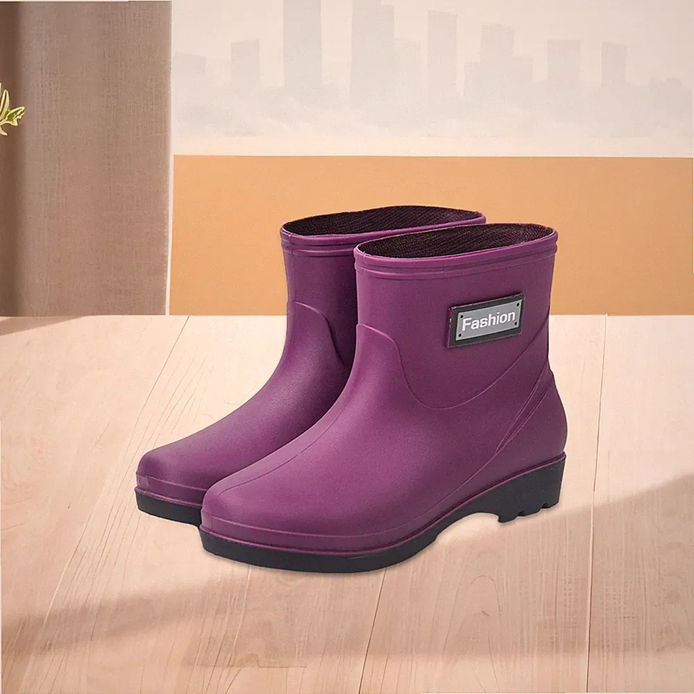 Damen Regenstiefel, Mittelhoch, Kurze Gartenstiefel, Rutschfeste Regenschuhe