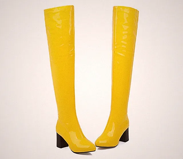 Damen Reißverschluss Overknee Stiefel Blockabsatz Nachtclub Schuhe Boots A474