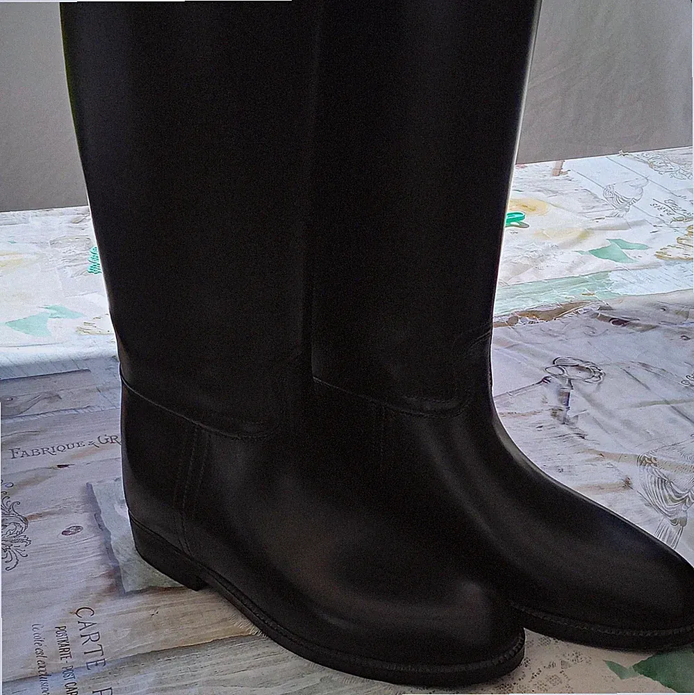 Damen Reitstiefel Gummi schwarz EU 37 flach zum Überziehen wadenlang