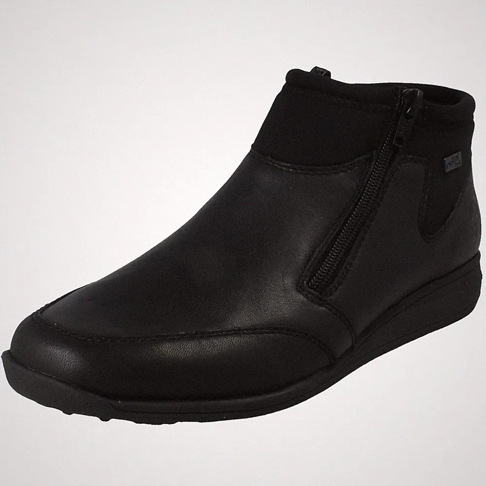 Damen Rieker '47270' warm gefütterte Leder Doppelreißverschluss Stiefeletten - Weite