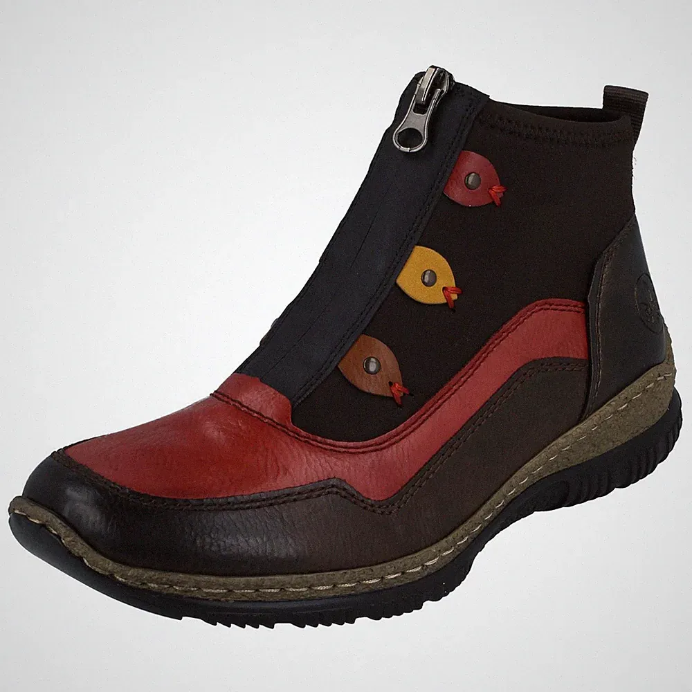 Damen Rieker Stiefeletten 'N3277' braun Synthetik Freizeit Reißverschluss vorne