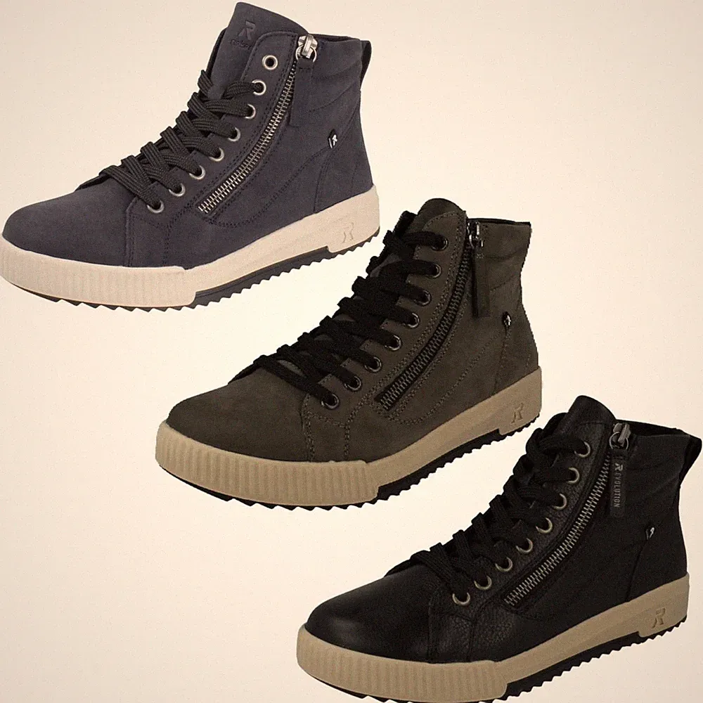 Damen Rieker 'W0164' Freizeit Leder Schnür- & Reißverschluss Stiefel