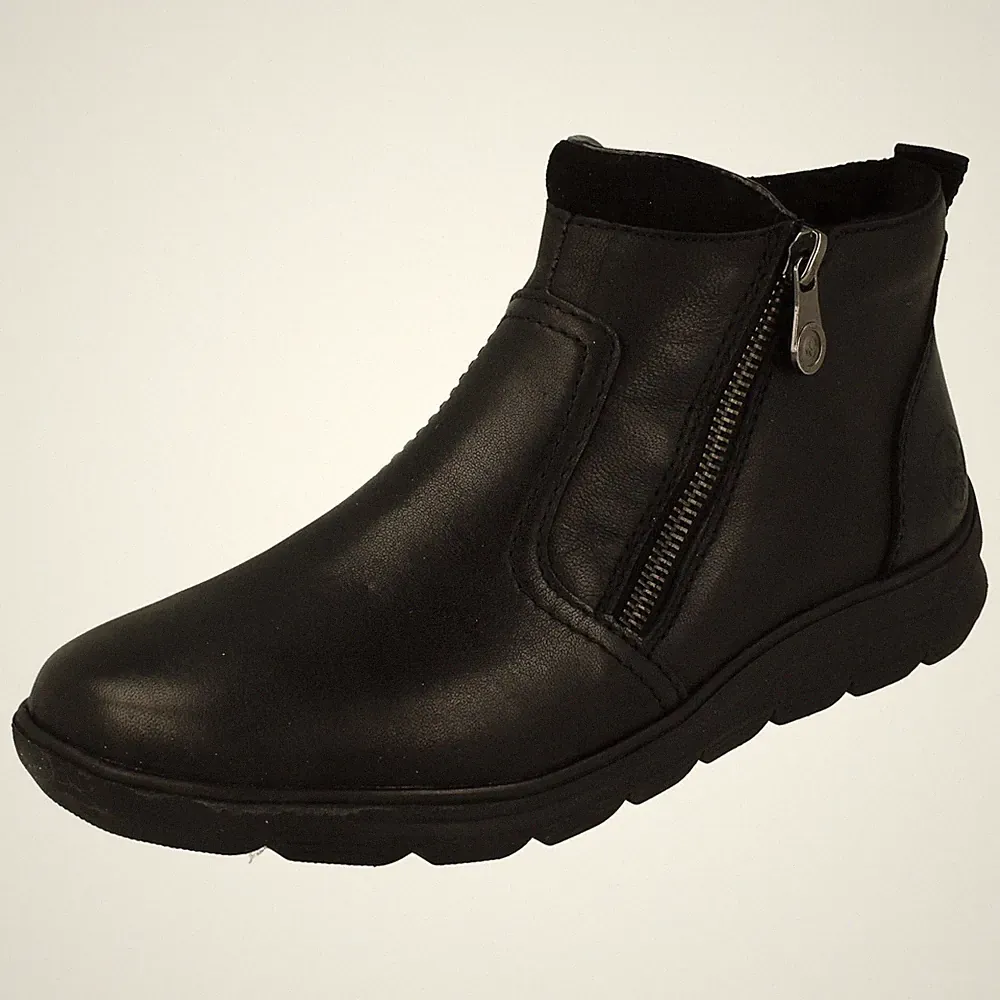 Damen Rieker 'Z0060' Freizeit Leder warm gefüttert Doppelreißverschluss Stiefel