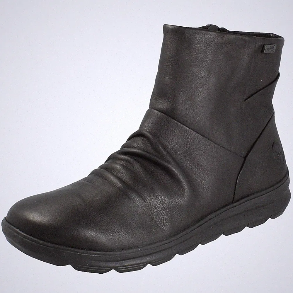 Damen Rieker Z0066 Warme Gefütterte Leder Stiefeletten wasserdicht - Schwarz