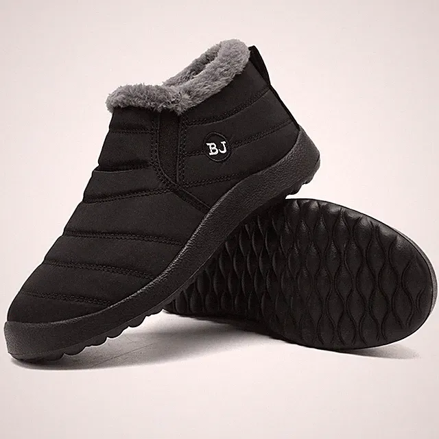 Damen-Schneestiefeletten mit Fell gefüttert Damen Winter warm wasserdicht flach Schuhe UK