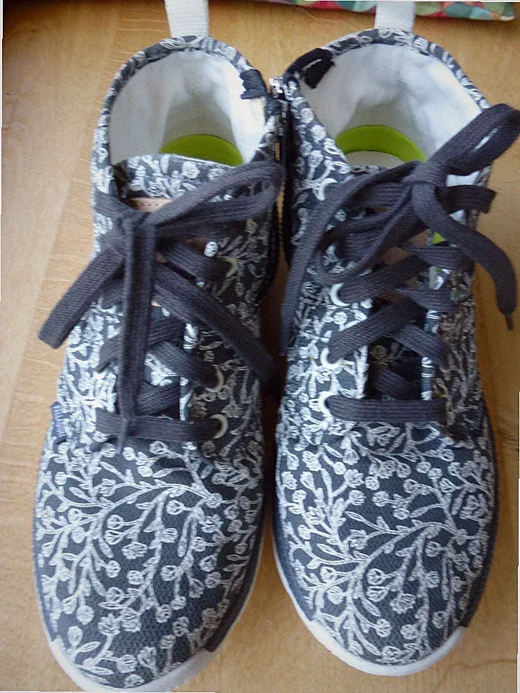 Damen Schuhe Boots Gr 41 Palladium geblümt grau-weiß