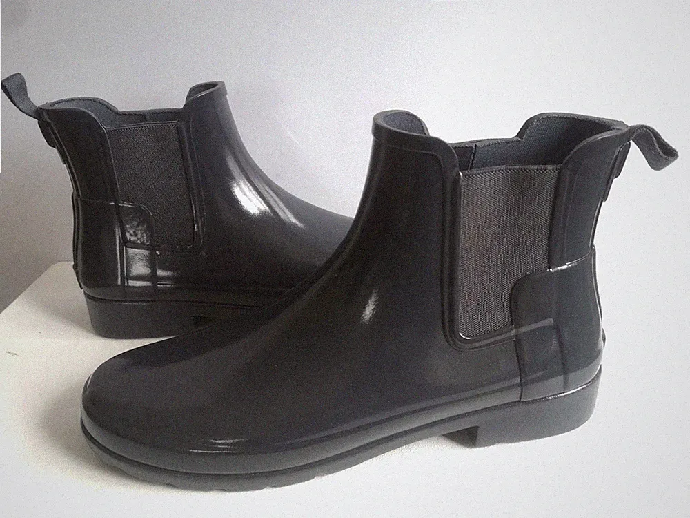 Damen Schuhe Gummi Chelsea Boots HUNTER Gr 40,5 UK 7 dunkel grau Gummi
