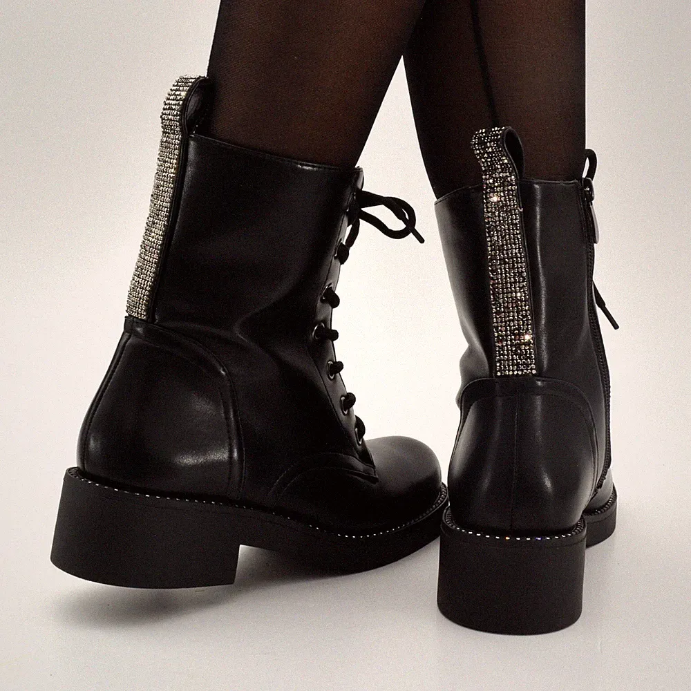 Damen Schuhe Stiefel Stiefeletten Boots schwarz Cowboy Biker Nieten Herbst Neu