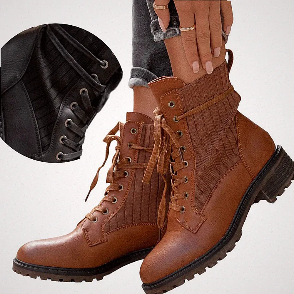 Damen Schuhe Stiefeletten Stiefel Herbst Winterschuhe Boots Schwarz Braun