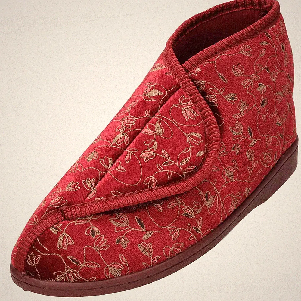 Damen Slipper Stiefel Waschbar Stiefelettee Burgund Rot Haus Leicht Flach