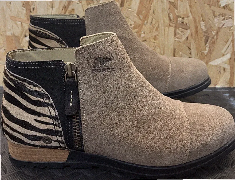 Damen Sorel Major niedrige Wildleder Stiefeletten. Uk8 Eu41. Zebramuster. makellos