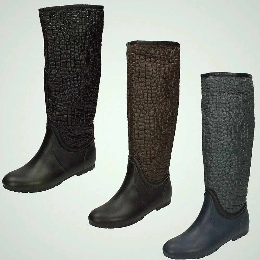 Damen Spot On Krokodil Stil Gummistiefel