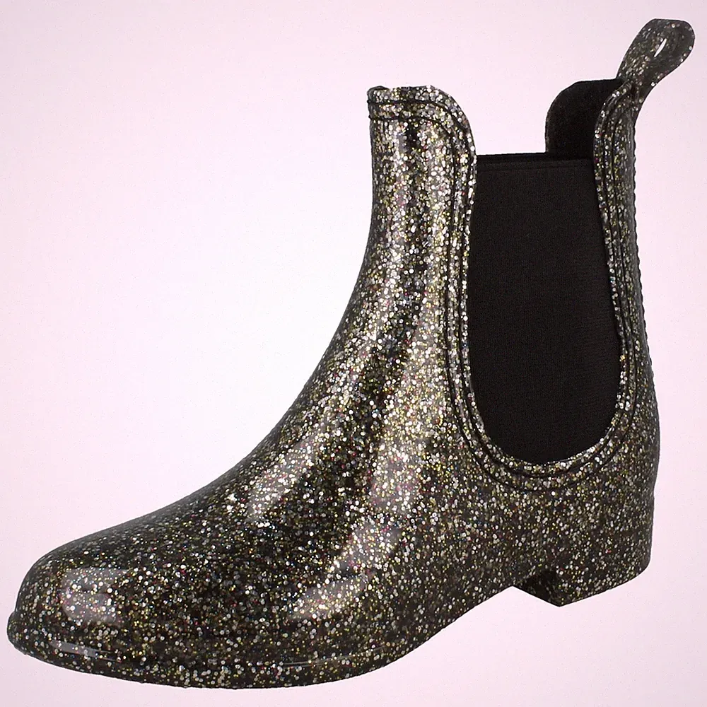Damen Spot On Synthetisch Hineinschlüpfen Glitzer Knöchel Gummistiefel