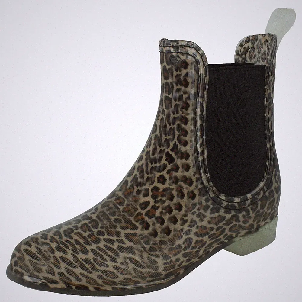 Damen Spot On Synthetisch Hineinschlüpfen Leopardenmuster Knöchel Gummistiefel